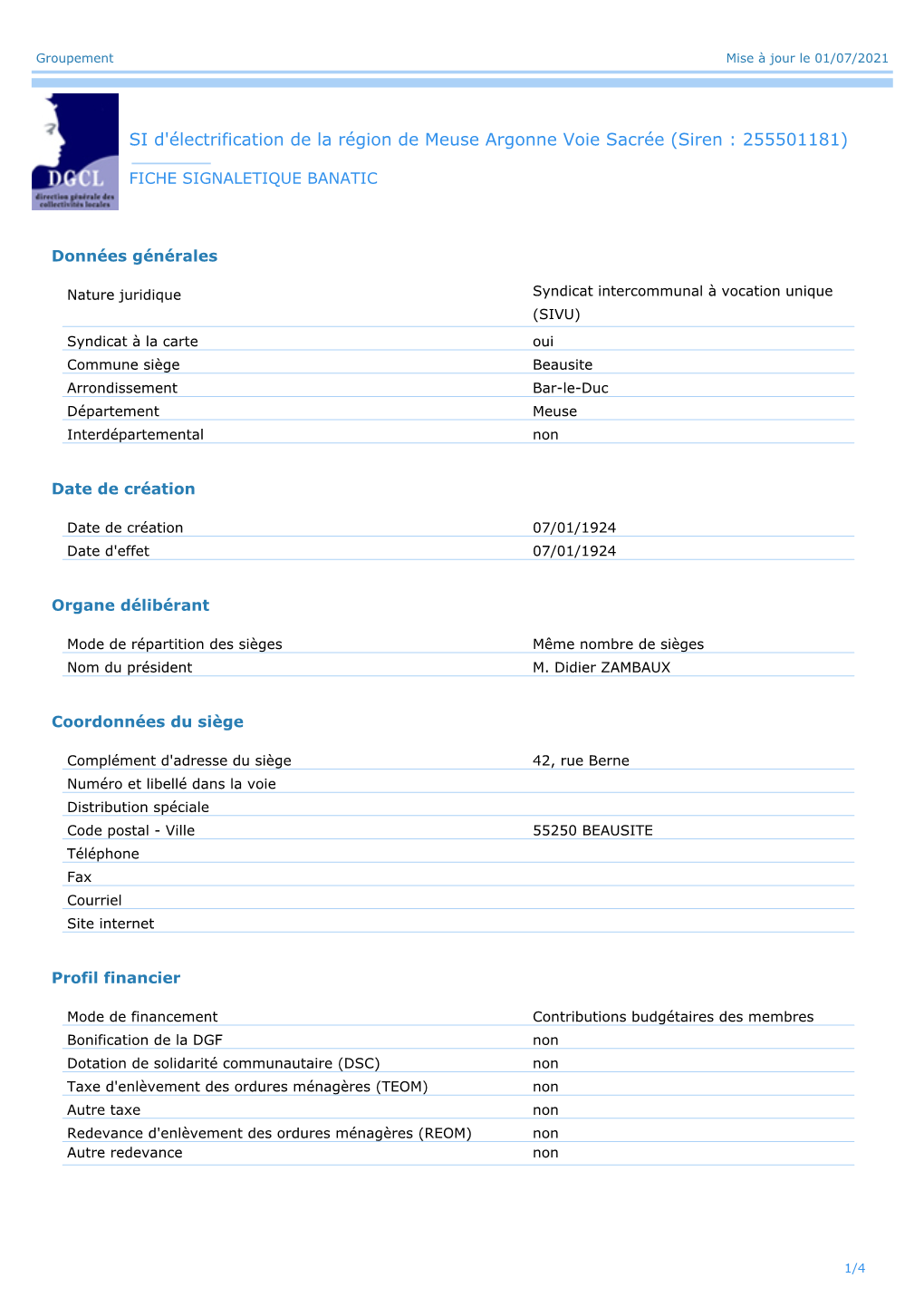 SI D'électrification De La Région De Meuse Argonne Voie Sacrée (Siren : 255501181)