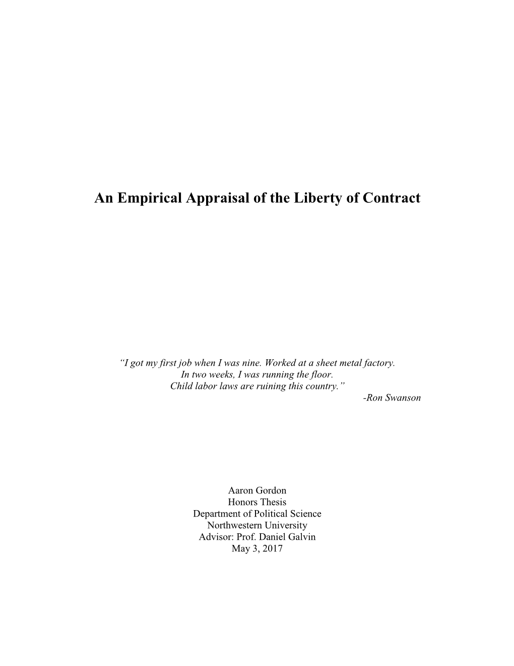 An Empirical Appraisal of the Liberty of Contract