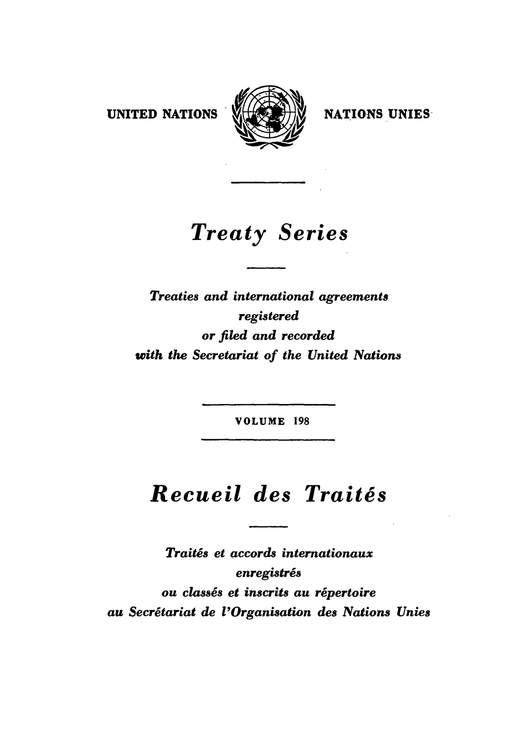 Treaty Series Recueil Des Traites