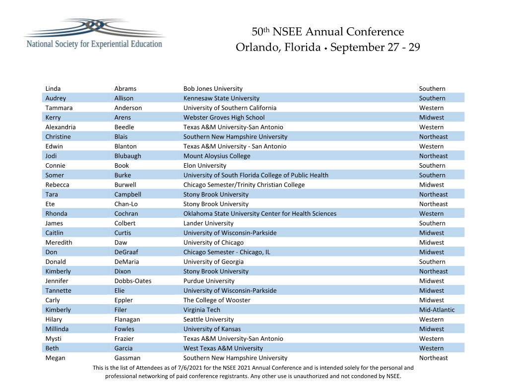 50Th NSEE Annual Conference Orlando, Florida September 27