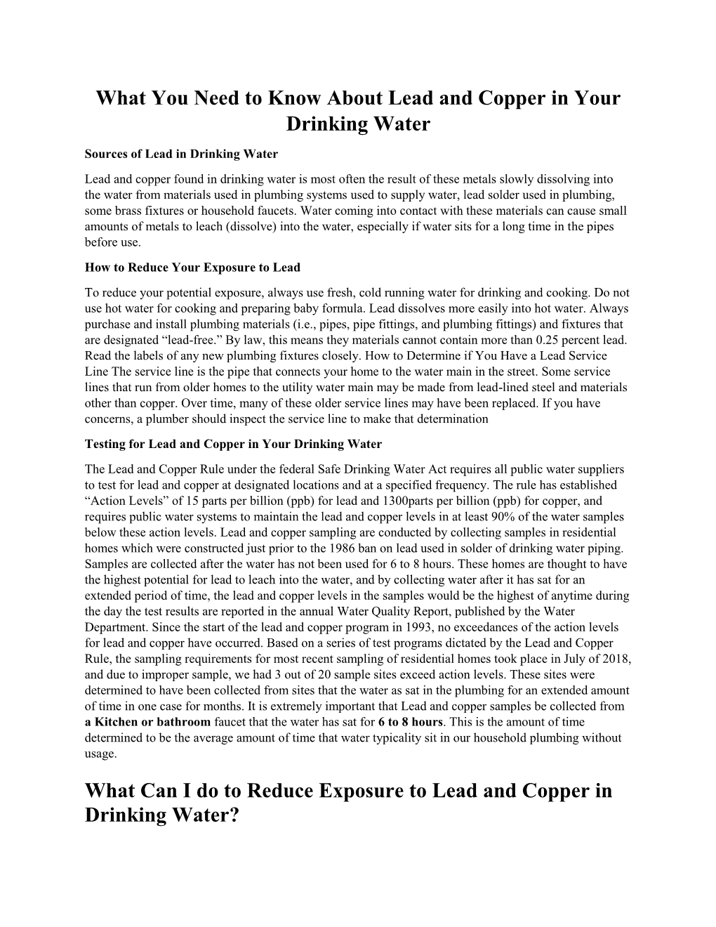 What You Need to Know About Lead and Copper in Your Drinking Water