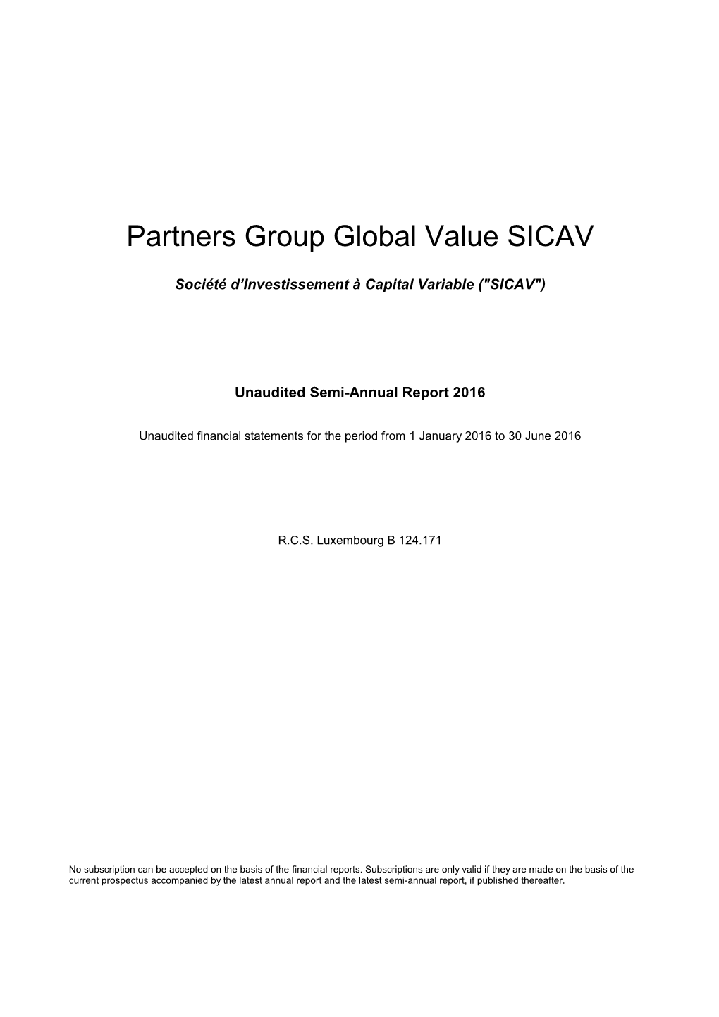 Partners Group Global Value SICAV