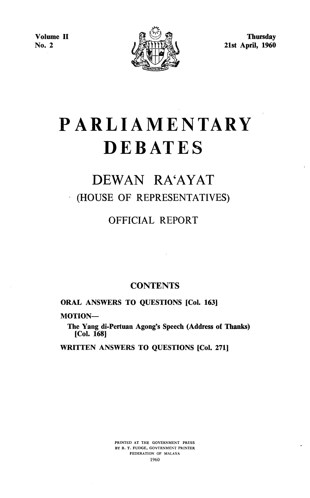 Parliamentary Debates