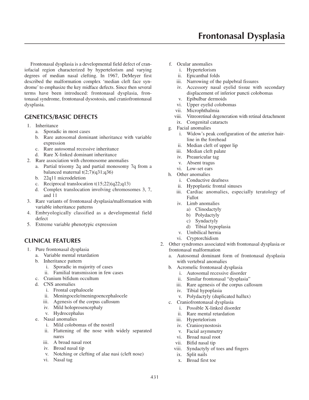 Frontonasal Dysplasia