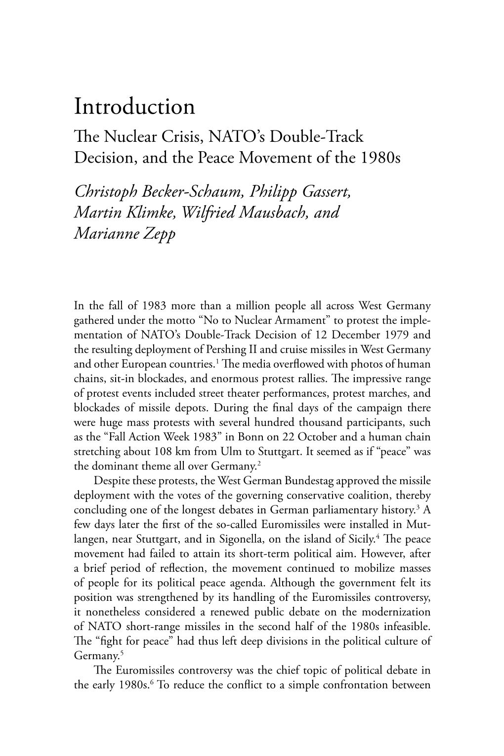 Introduction: the Nuclear Crisis, NATO's Double-Track Decision