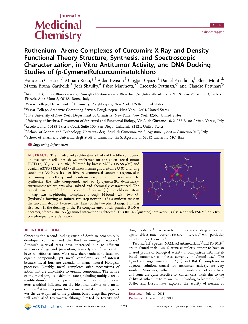 Rutheniumarene Complexes of Curcumin