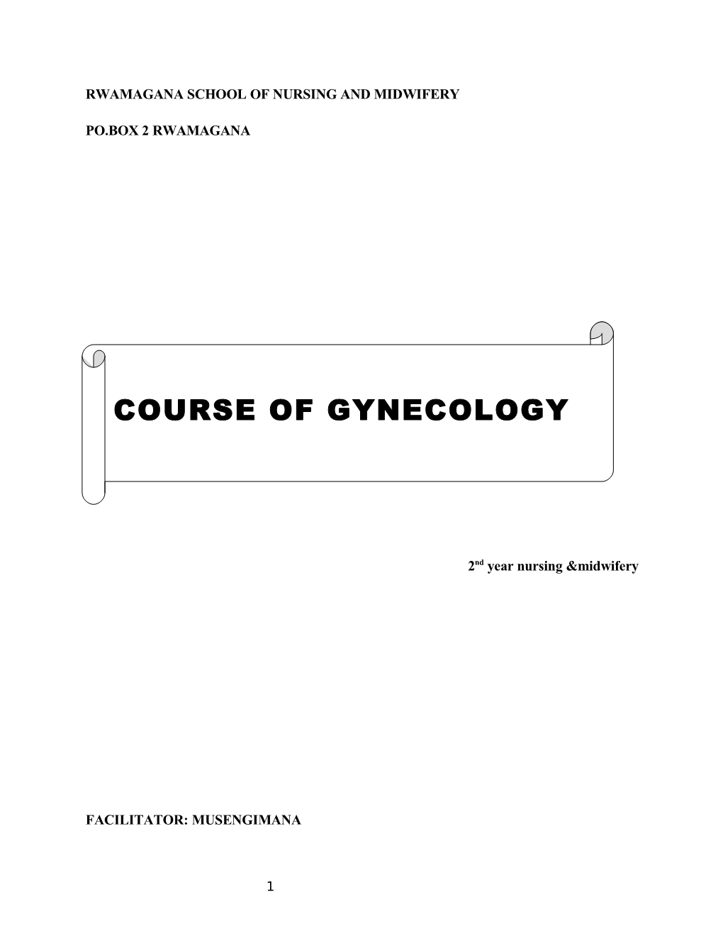 Course of Gynecology