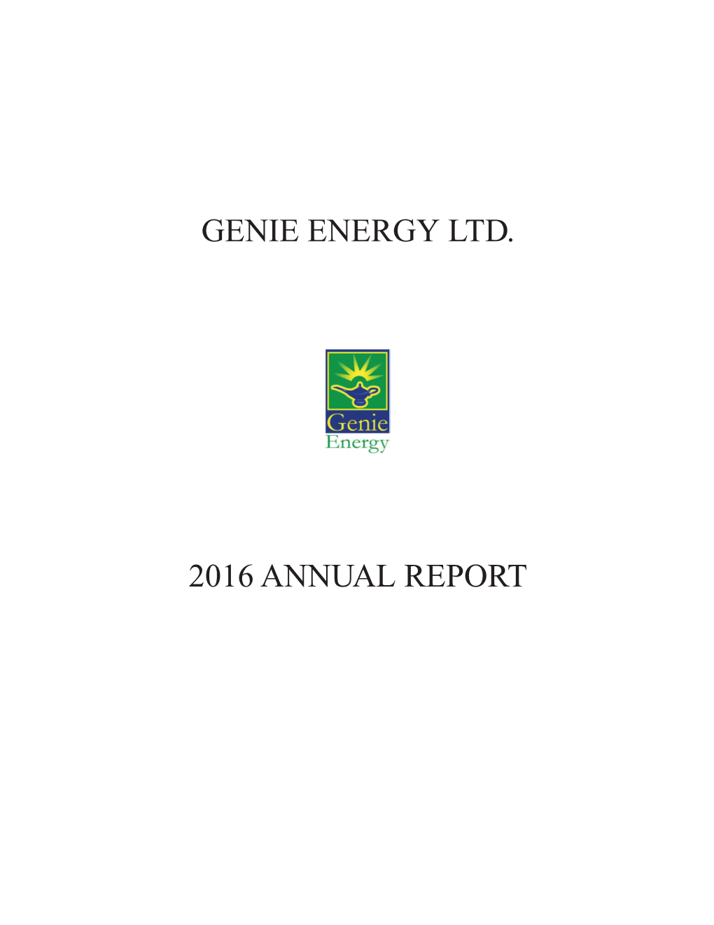 Genie Energy Ltd. 2016 Annual Report