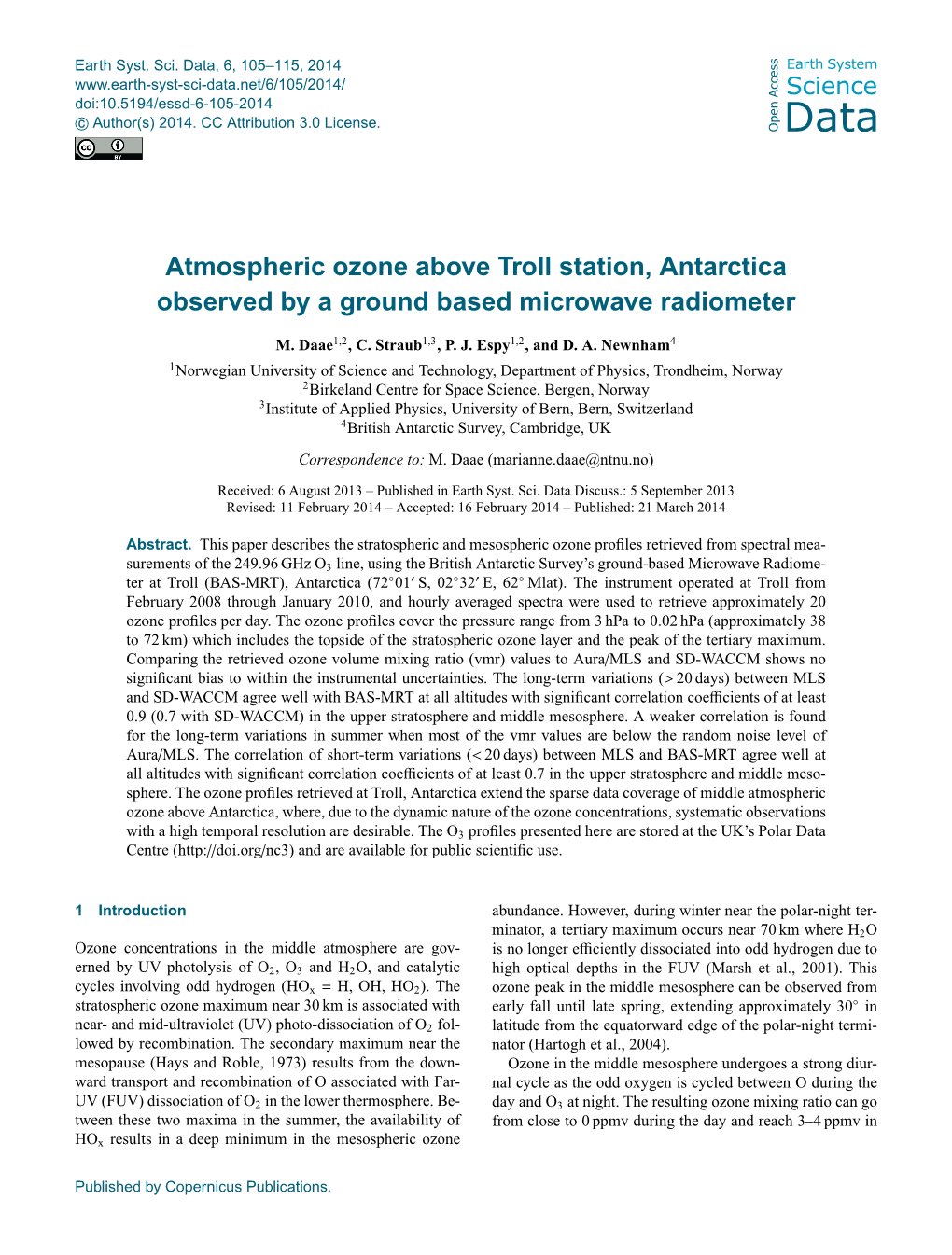 Atmospheric Ozone Above Troll Station, Antarctica Observed by a Ground Based Microwave Radiometer