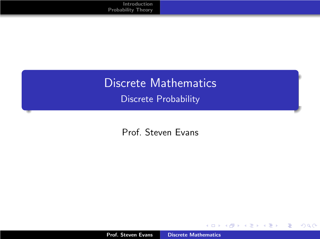 Discrete Mathematics Discrete Probability