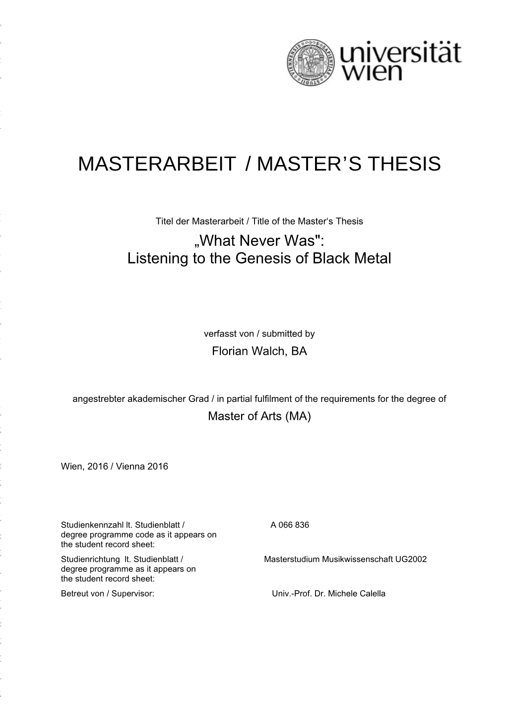 Masterarbeit / Master's Thesis