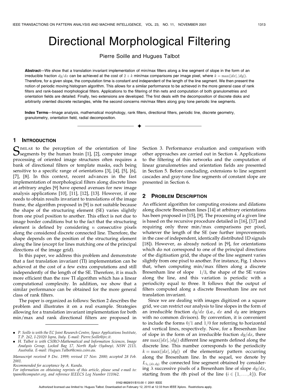 Directional Morphological Filtering