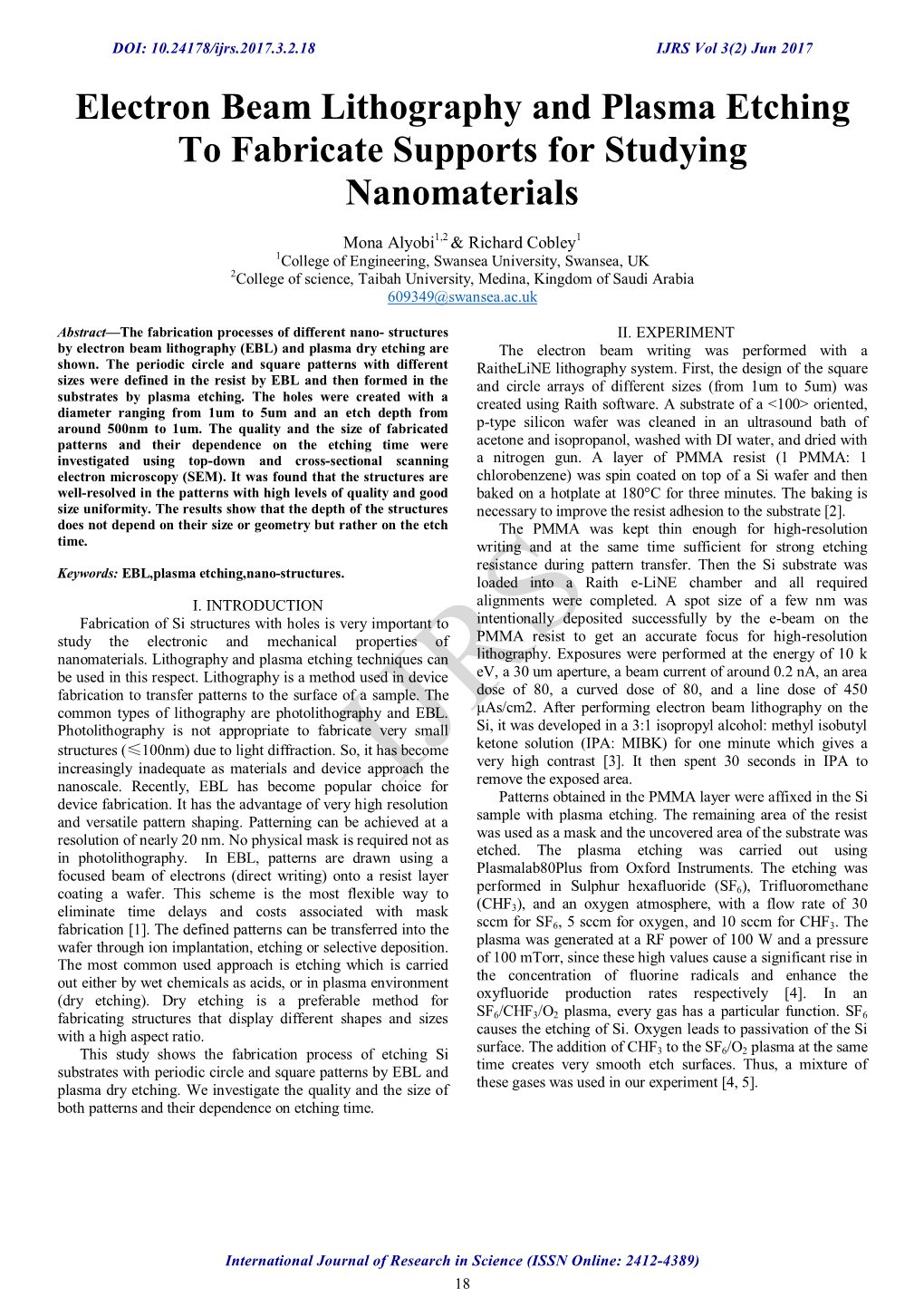 Electron Beam Lithography and Plasma Etching to Fabricate Supports for Studying Nanomaterials