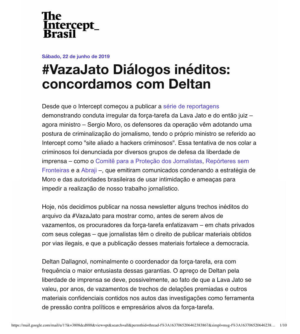 Vazajato Diálogos Inéditos: Concordamos Com Deltan