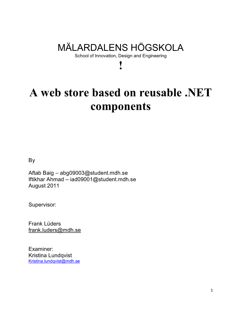 ! a Web Store Based on Reusable .NET Components