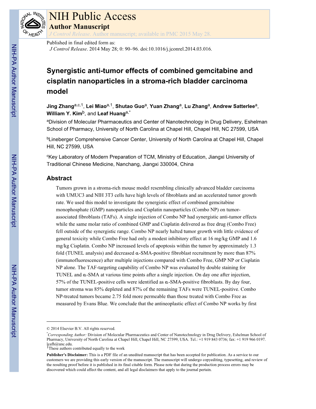 NIH Public Access Author Manuscript J Control Release