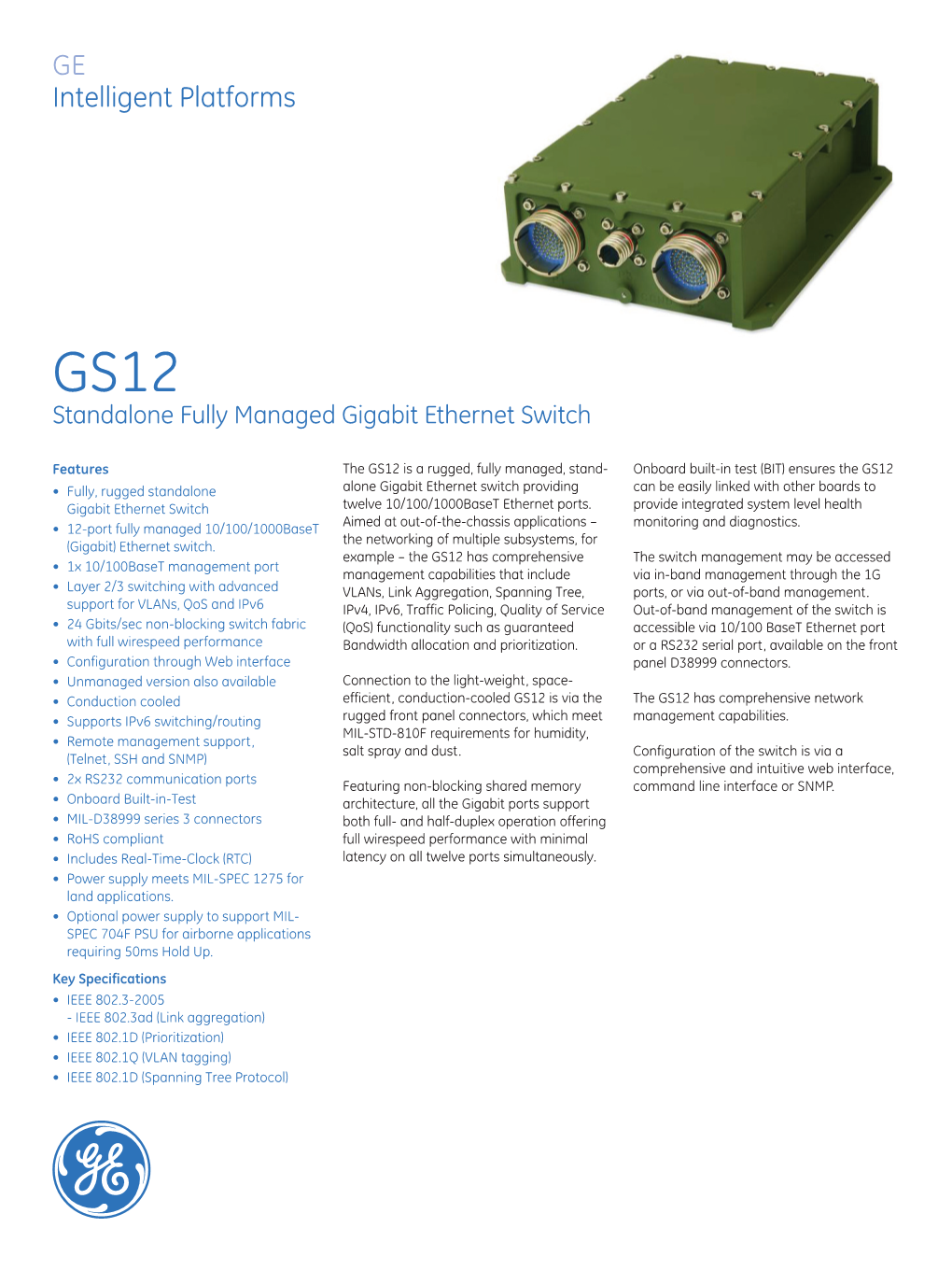 GS12 Standalone Fully Managed Gigabit Ethernet Switch