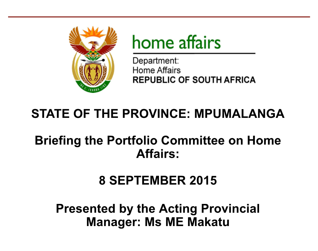 Mpumalanga Presentation