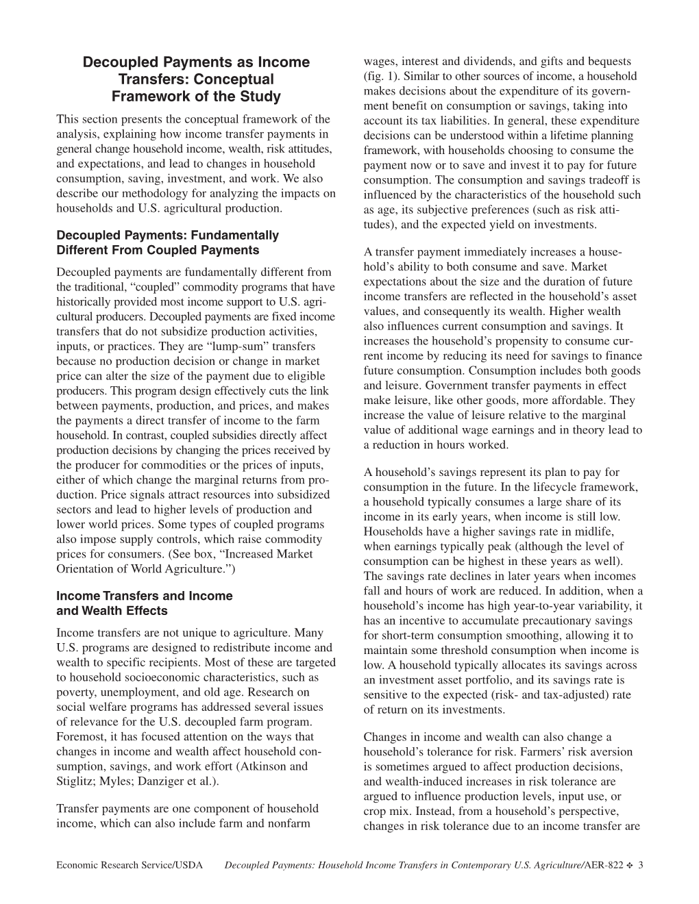 Decoupled Payments As Income Wages, Interest and Dividends, and Gifts and Bequests Transfers: Conceptual (Fig