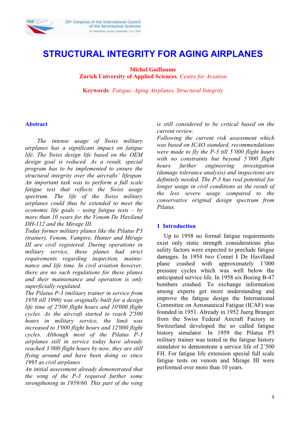 Structural Integrity for Aging Airplanes