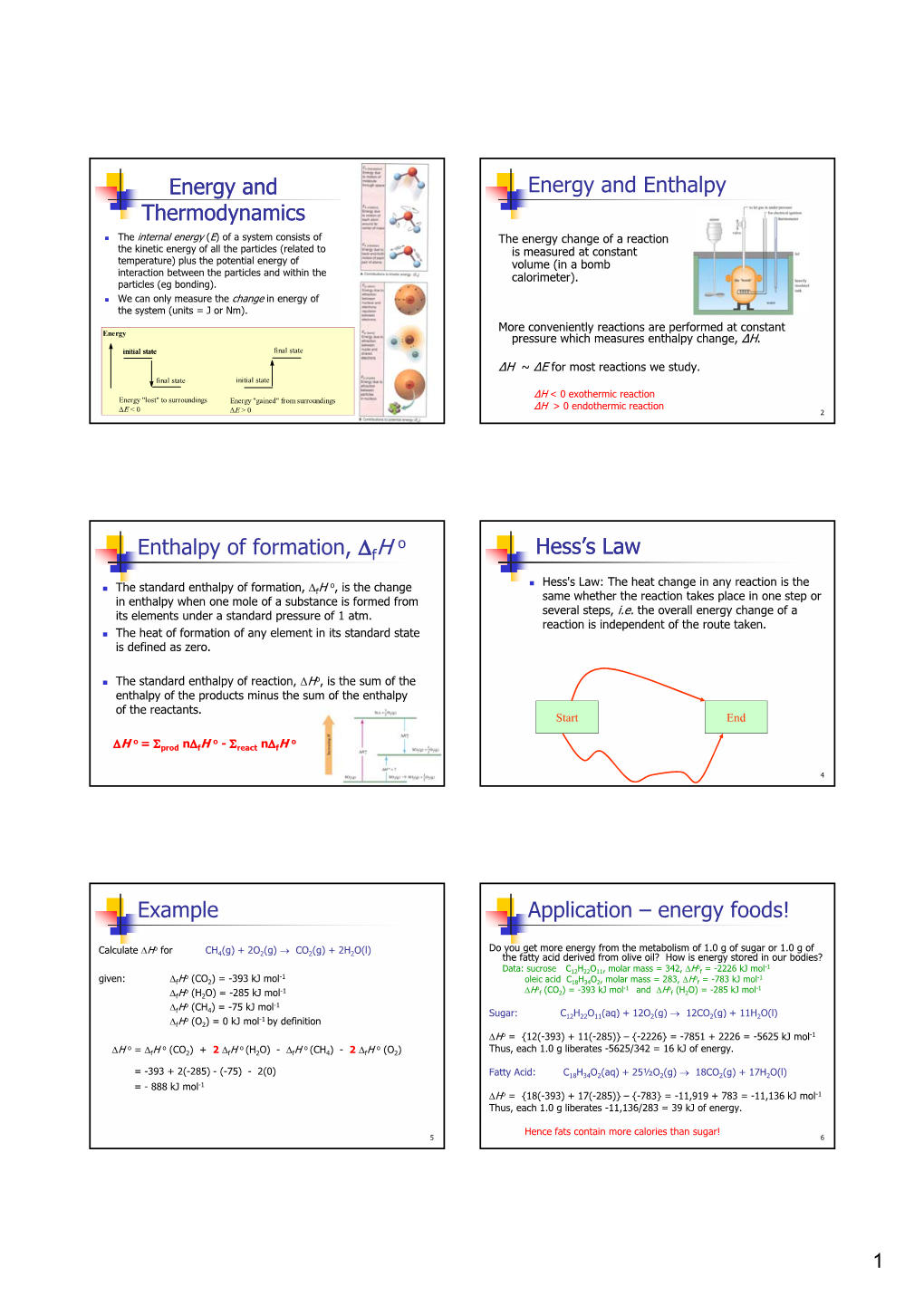 Energy and Enthalpy Thermodynamics