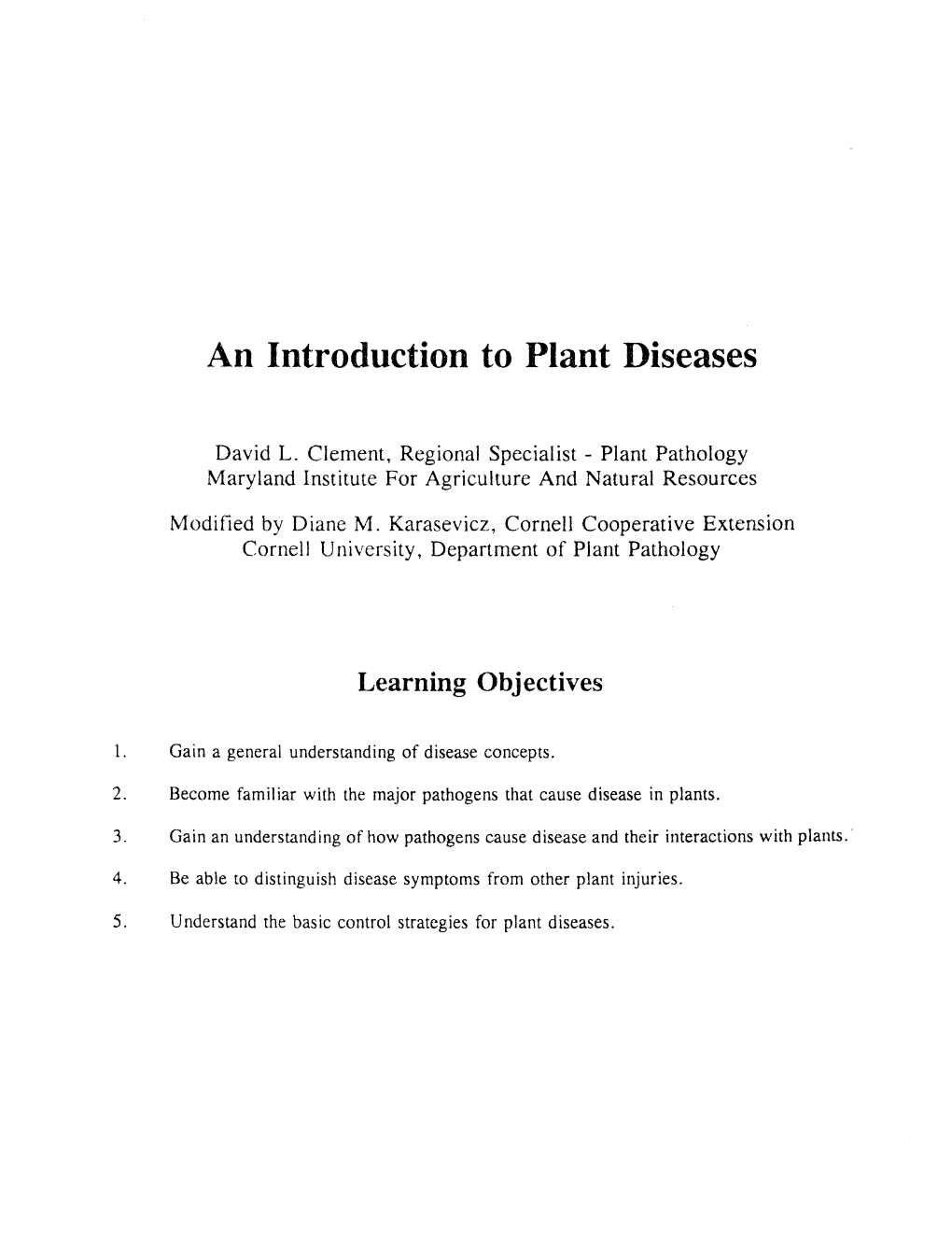 Introduction to Plant Diseases