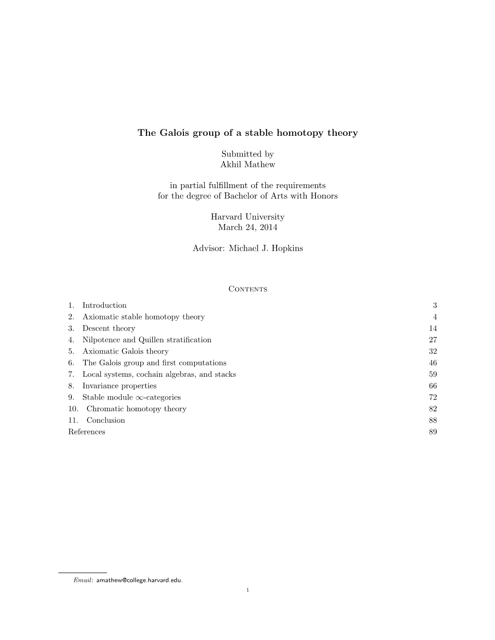 The Galois Group of a Stable Homotopy Theory