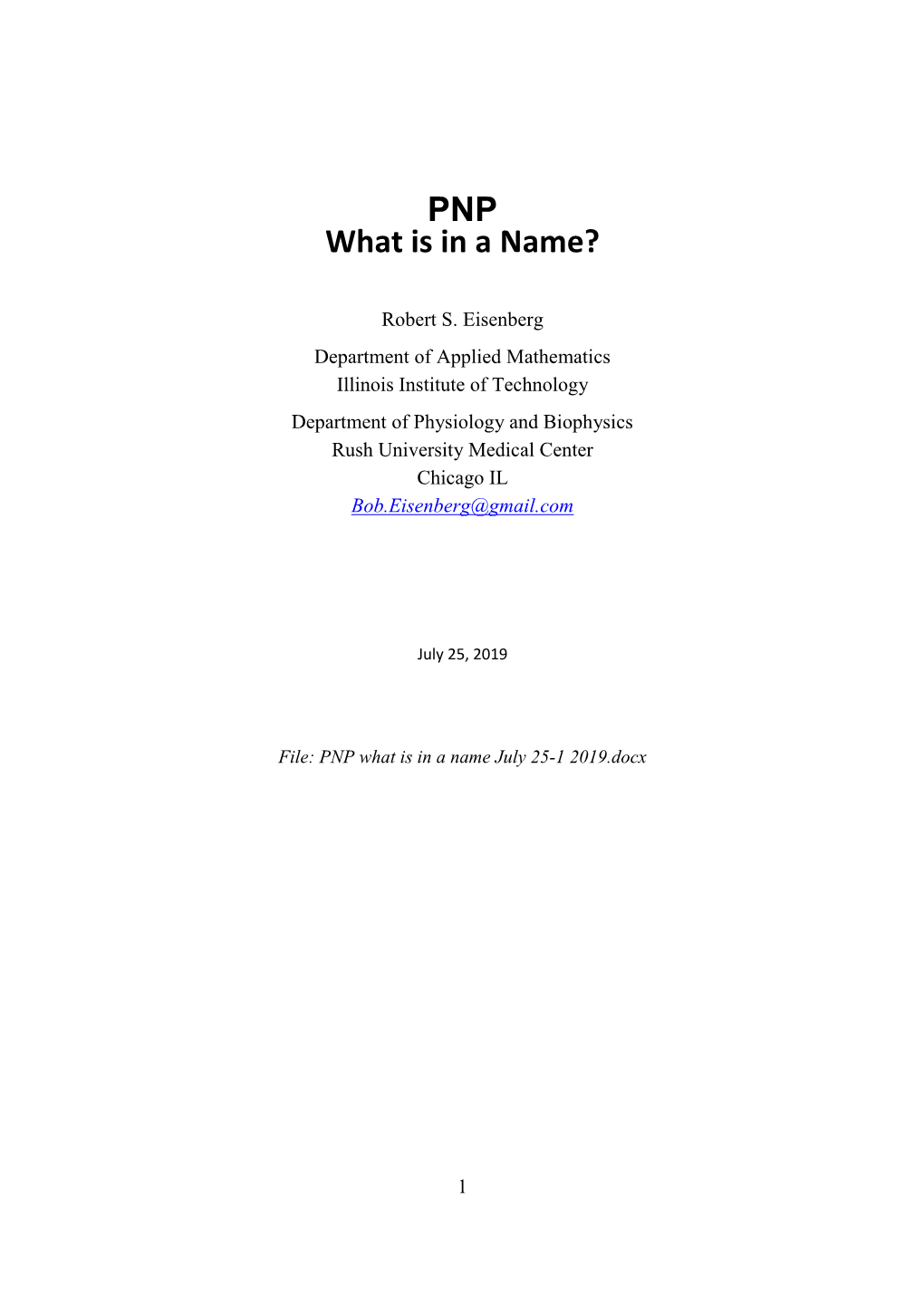 PNP What Is in a Name?