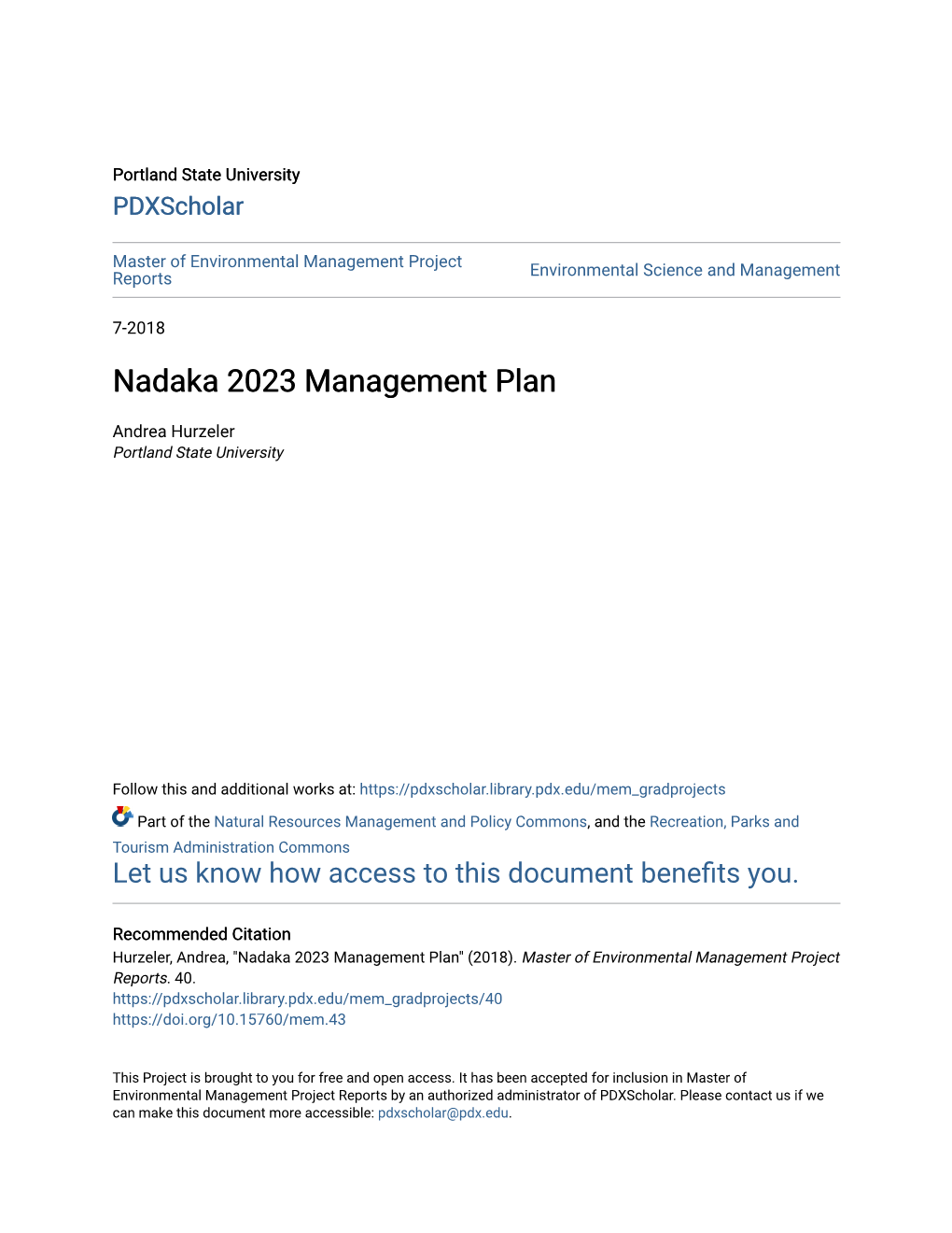Nadaka 2023 Management Plan