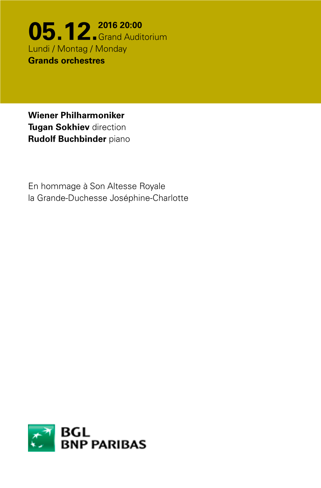 Wiener Philharmoniker Tugan Sokhiev Direction Rudolf Buchbinder Piano