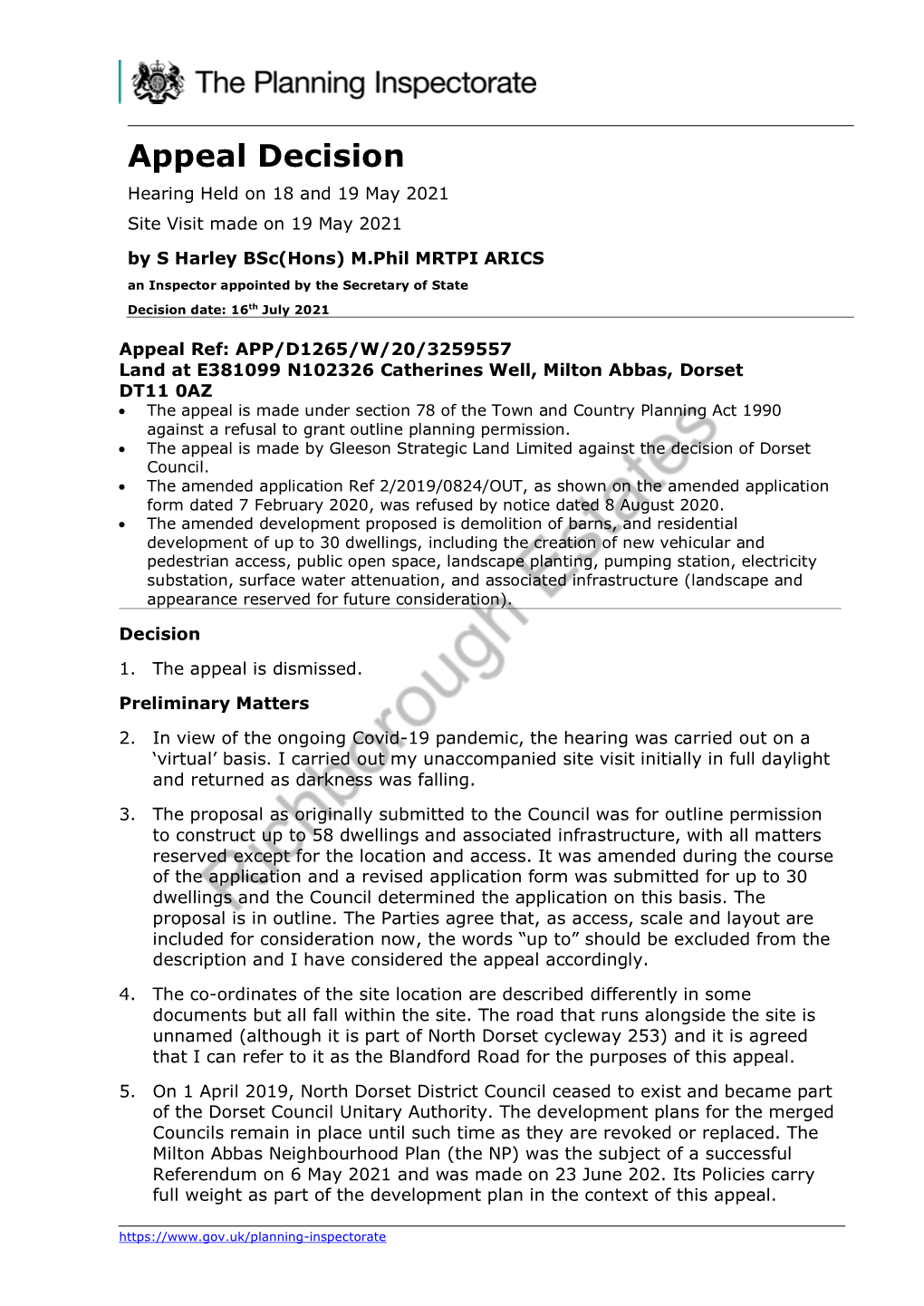 Appeal Decision Hearing Held on 18 and 19 May 2021 Site Visit Made on 19 May 2021