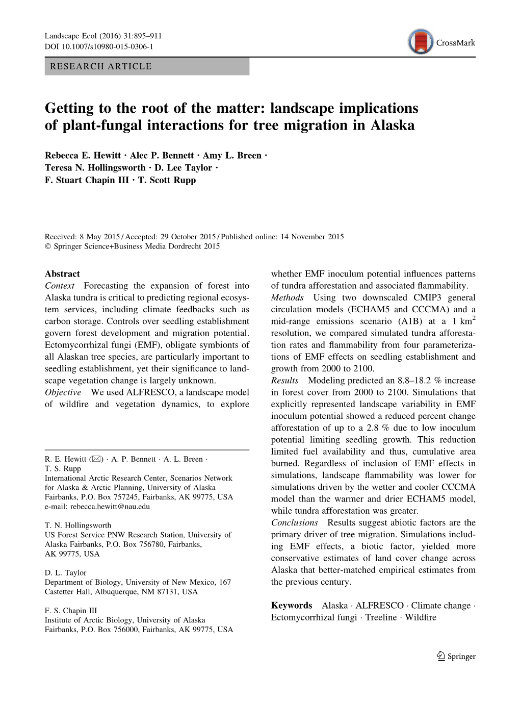 Landscape Implications of Plant-Fungal Interactions for Tree Migration in Alaska