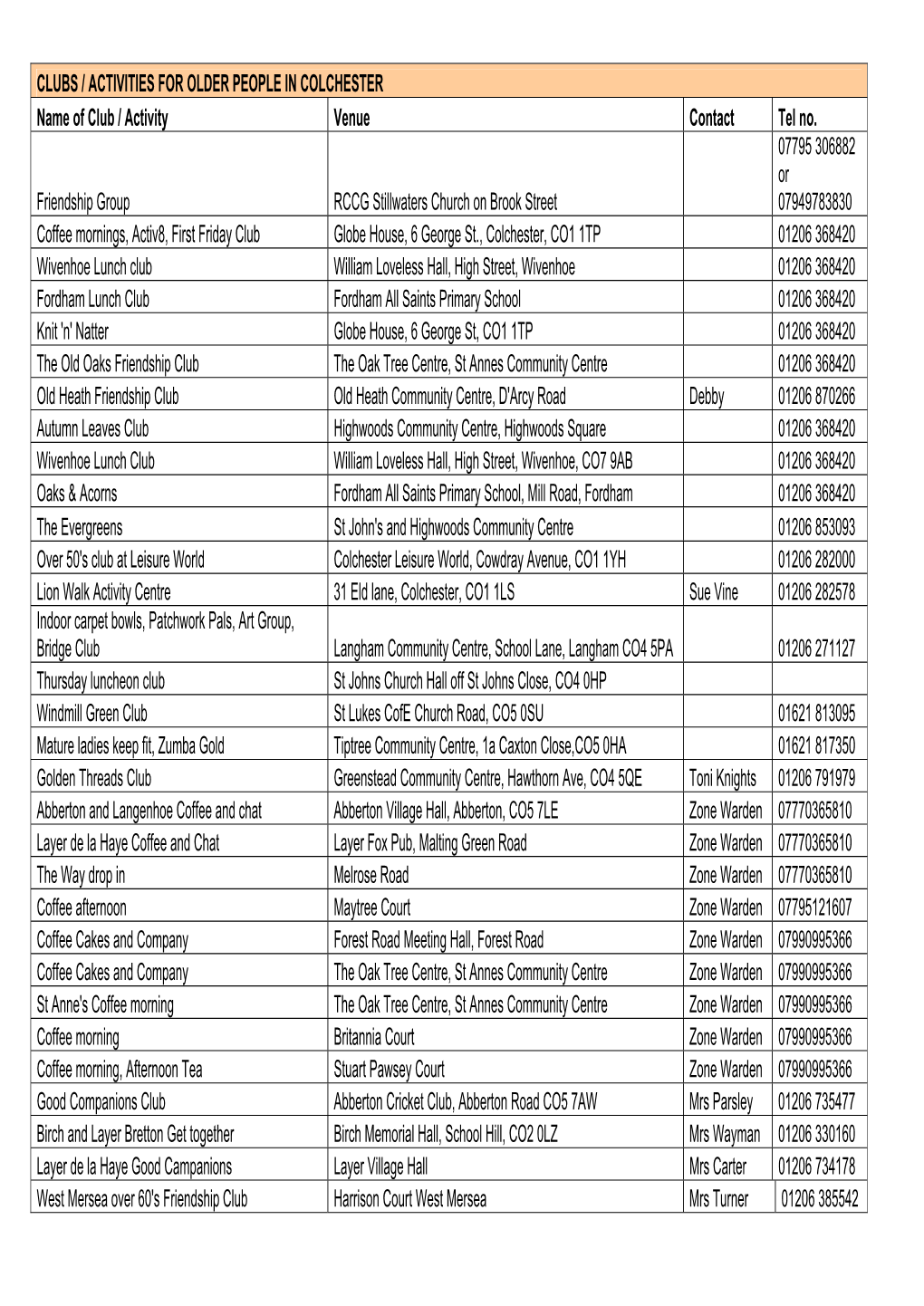 Older People Activities in Colchester