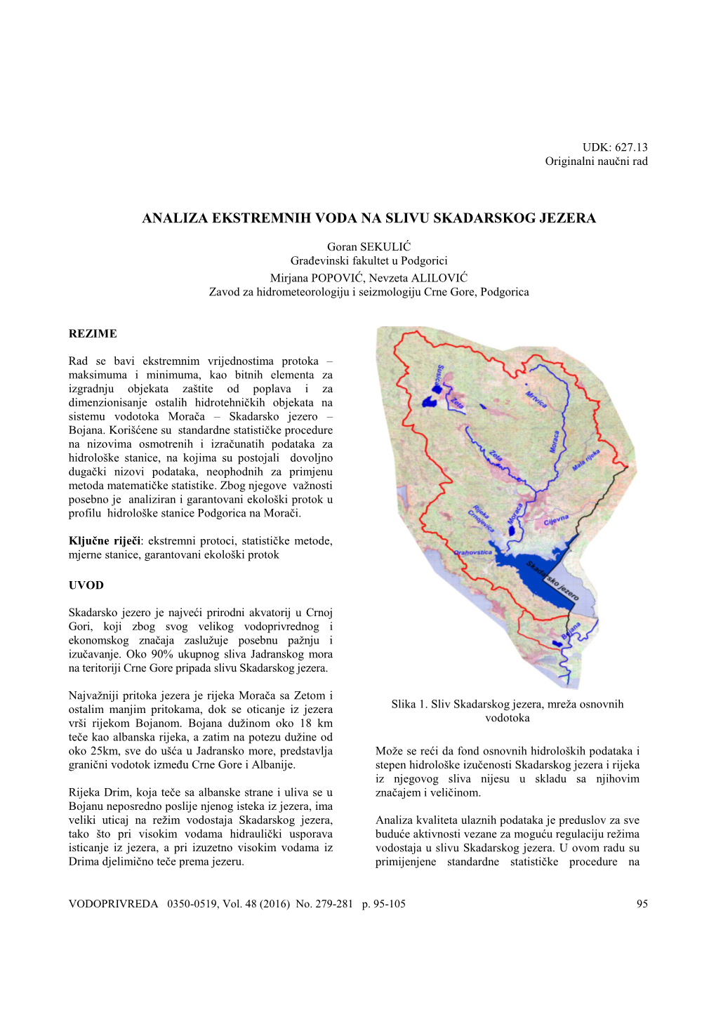 Analiza Ekstremnih Voda Na Slivu Skadarskog Jezera