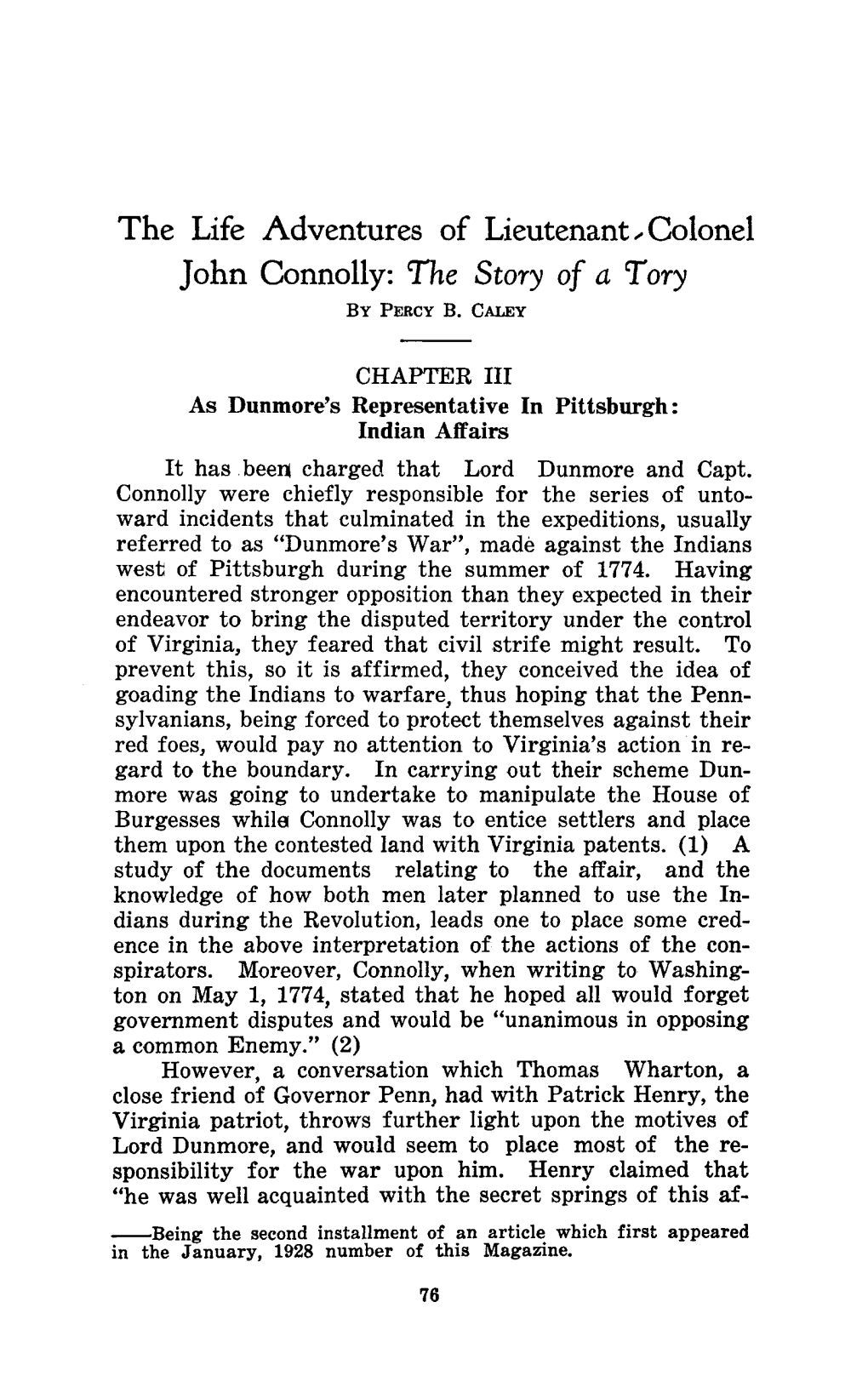 The Life Adventures of Lieutenants Colonel John Connolly: the Story of a Tory Percy B