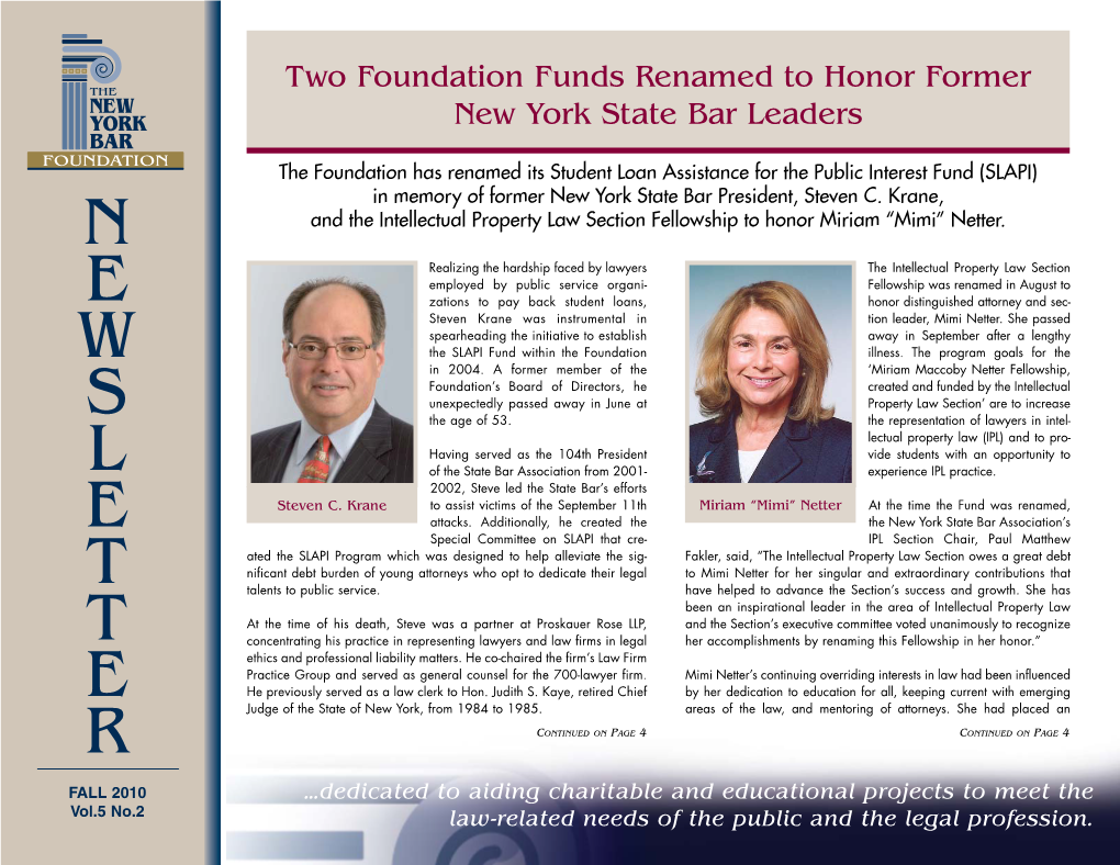 Foundation Newsletter Fall 2010.Indd