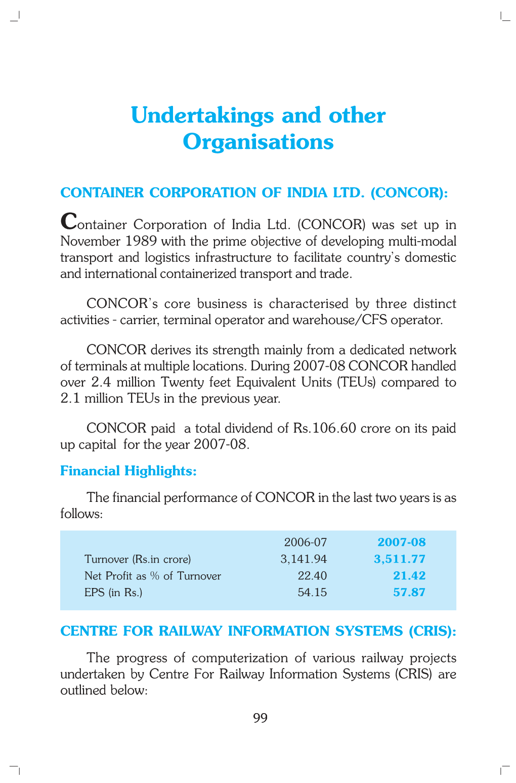 Container Corporation of India Ltd. (CONCOR) Was Set up In