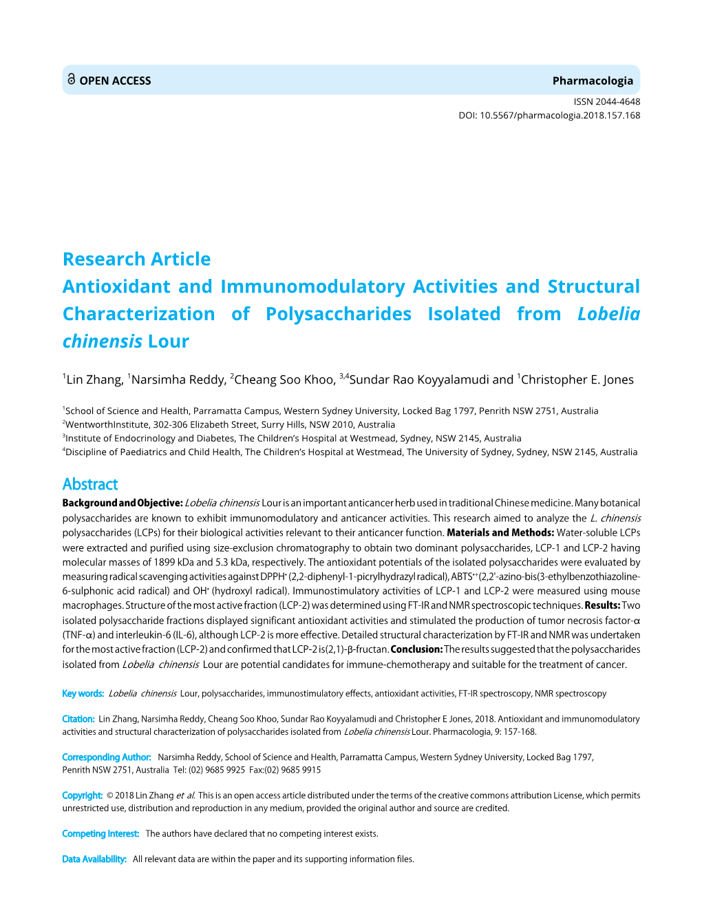 Antioxidant and Immunomodulatory Activities and Structural Characterization of Polysaccharides Isolated from Lobelia Chinensis Lour