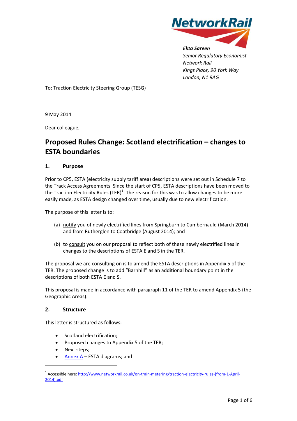 Scotland Electrification – Changes to ESTA Boundaries