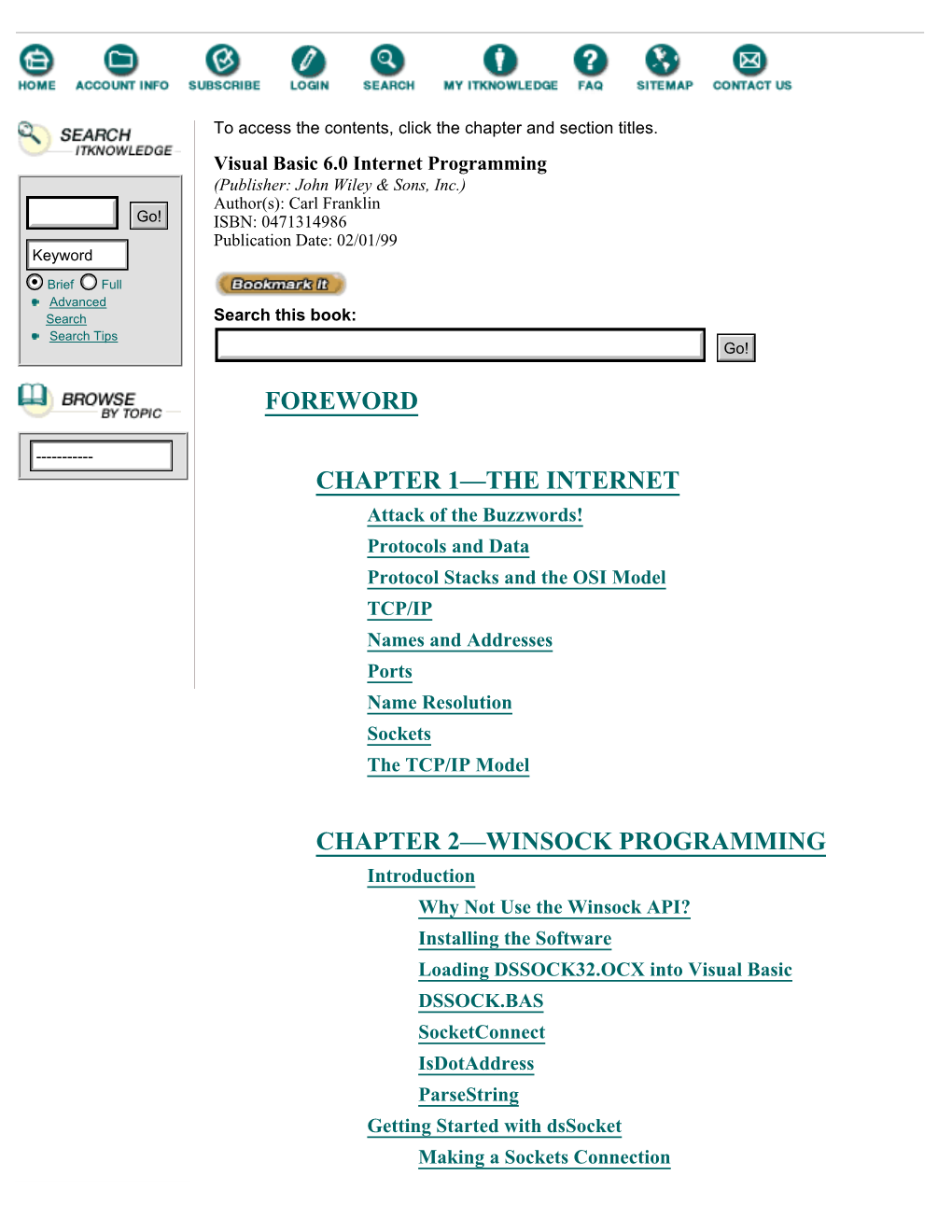 Visual Basic 6.0 Internet Programming:Table of Contents