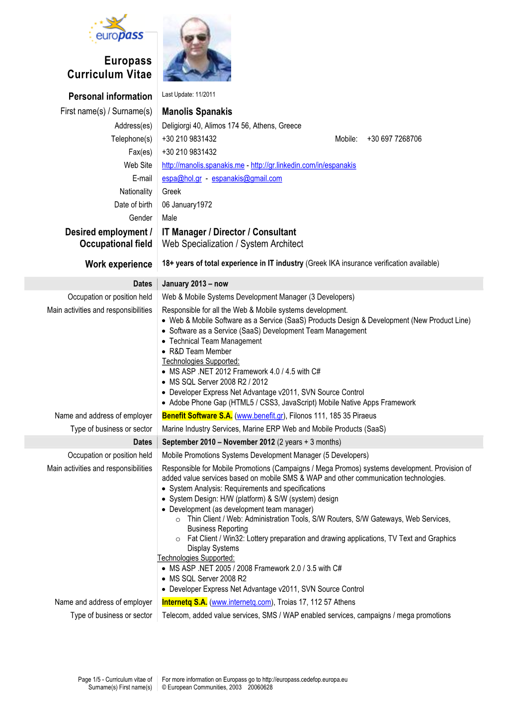 Europass Curriculum Vitae