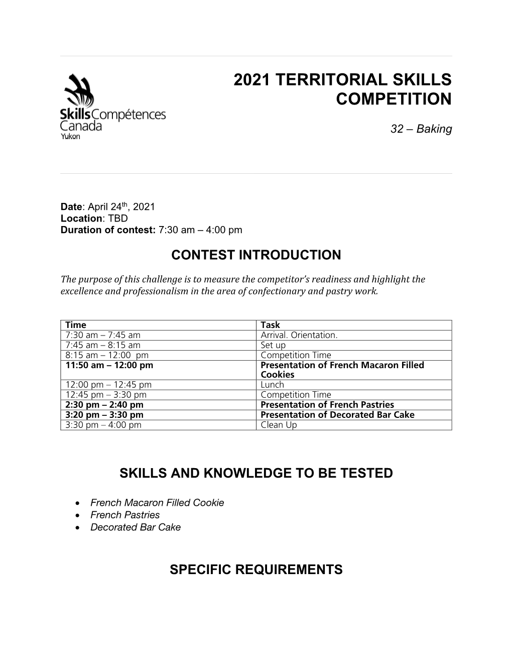 2021 Territorial Skills Competition