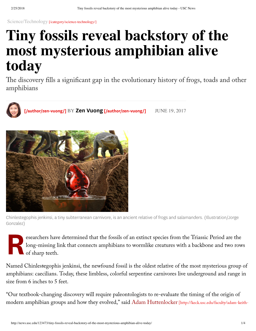 Tiny Fossils Reveal Backstory of the Most Mysterious Amphibian Alive Today - USC News