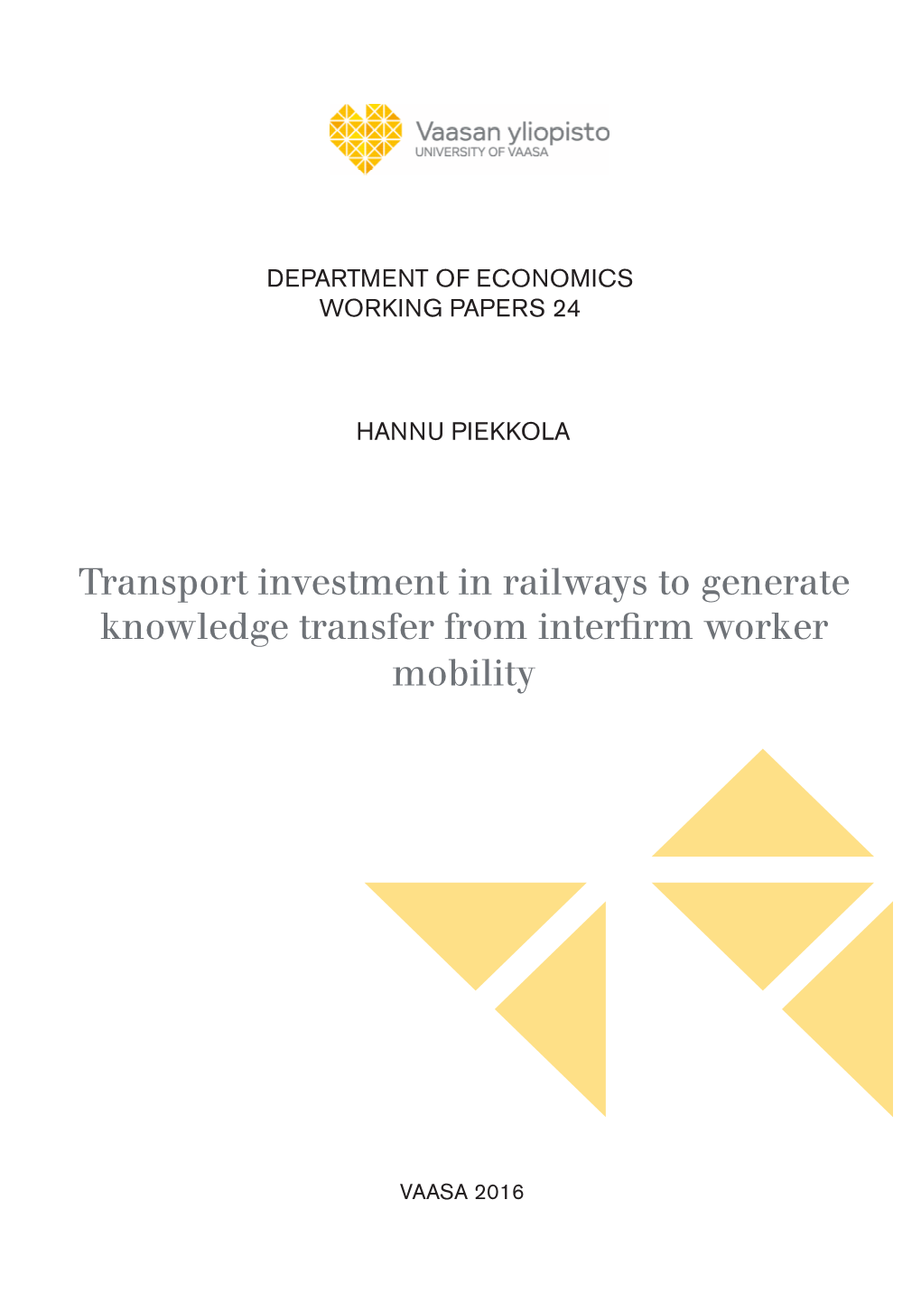 Transport Investment in Railways to Generate Knowledge Transfer from Interfirm Worker Mobility