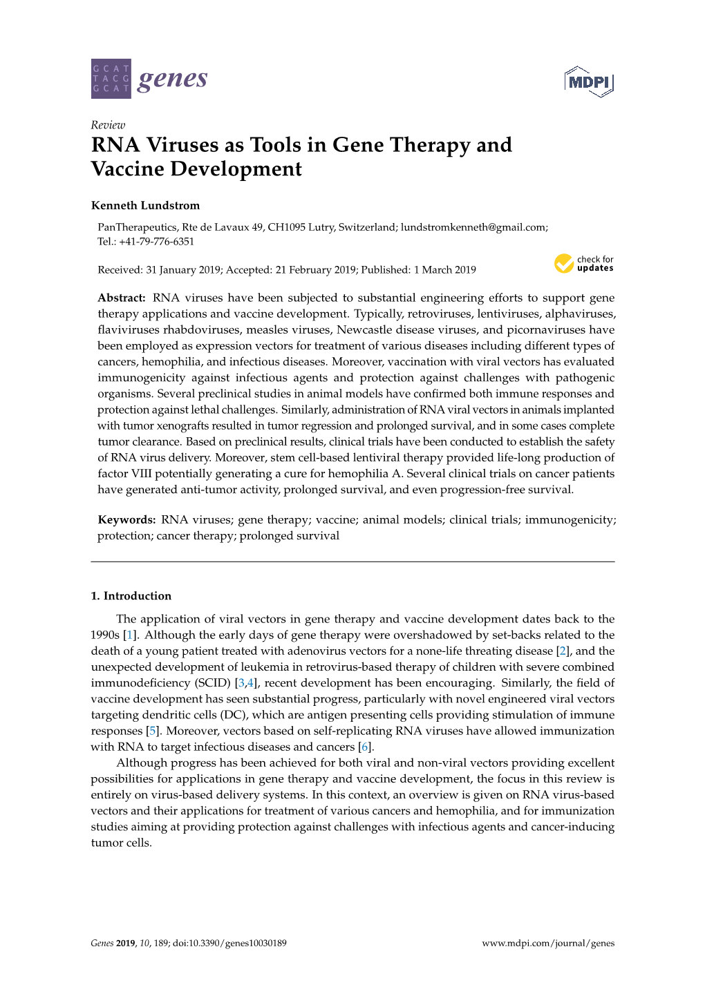 RNA Viruses As Tools in Gene Therapy and Vaccine Development