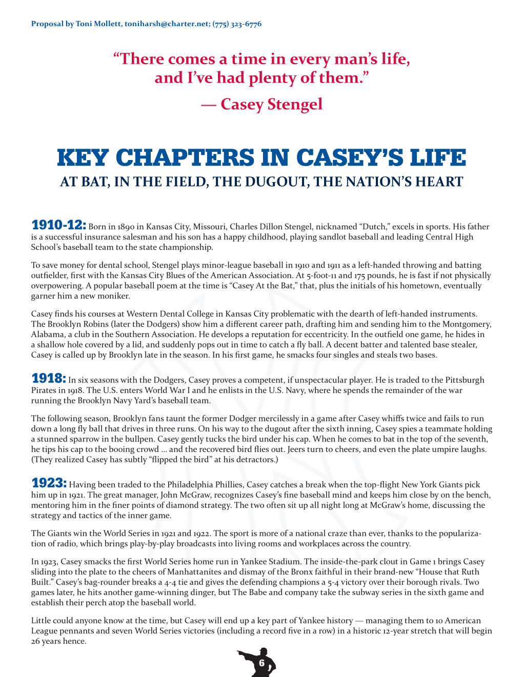 View Key Chapters of Casey's Life