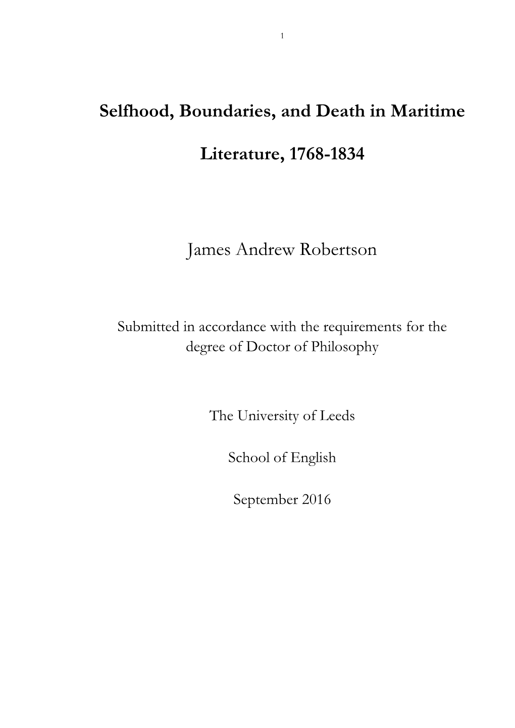 Selfhood, Boundaries, and Death in Maritime Literature, 1768-1834