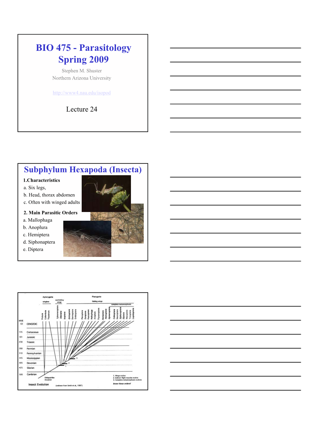 BIO 475 - Parasitology Spring 2009 Stephen M