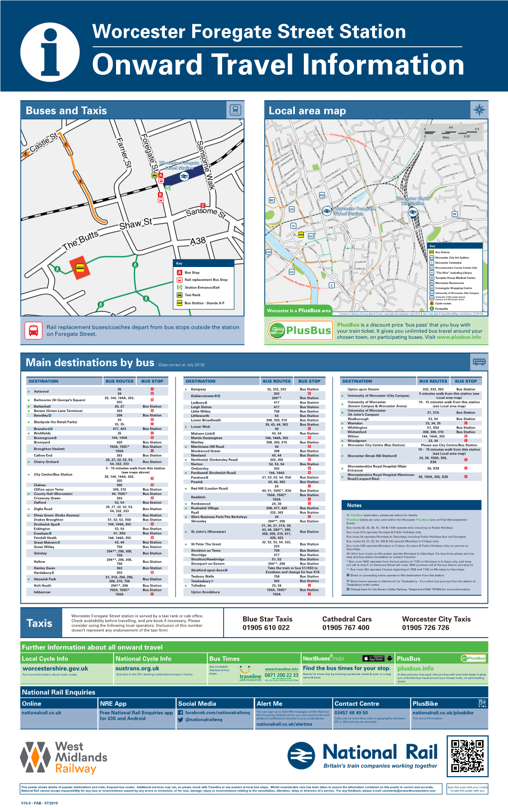 Worcester Foregate Street Station I Onward Travel Information Buses and Taxis Local Area Map