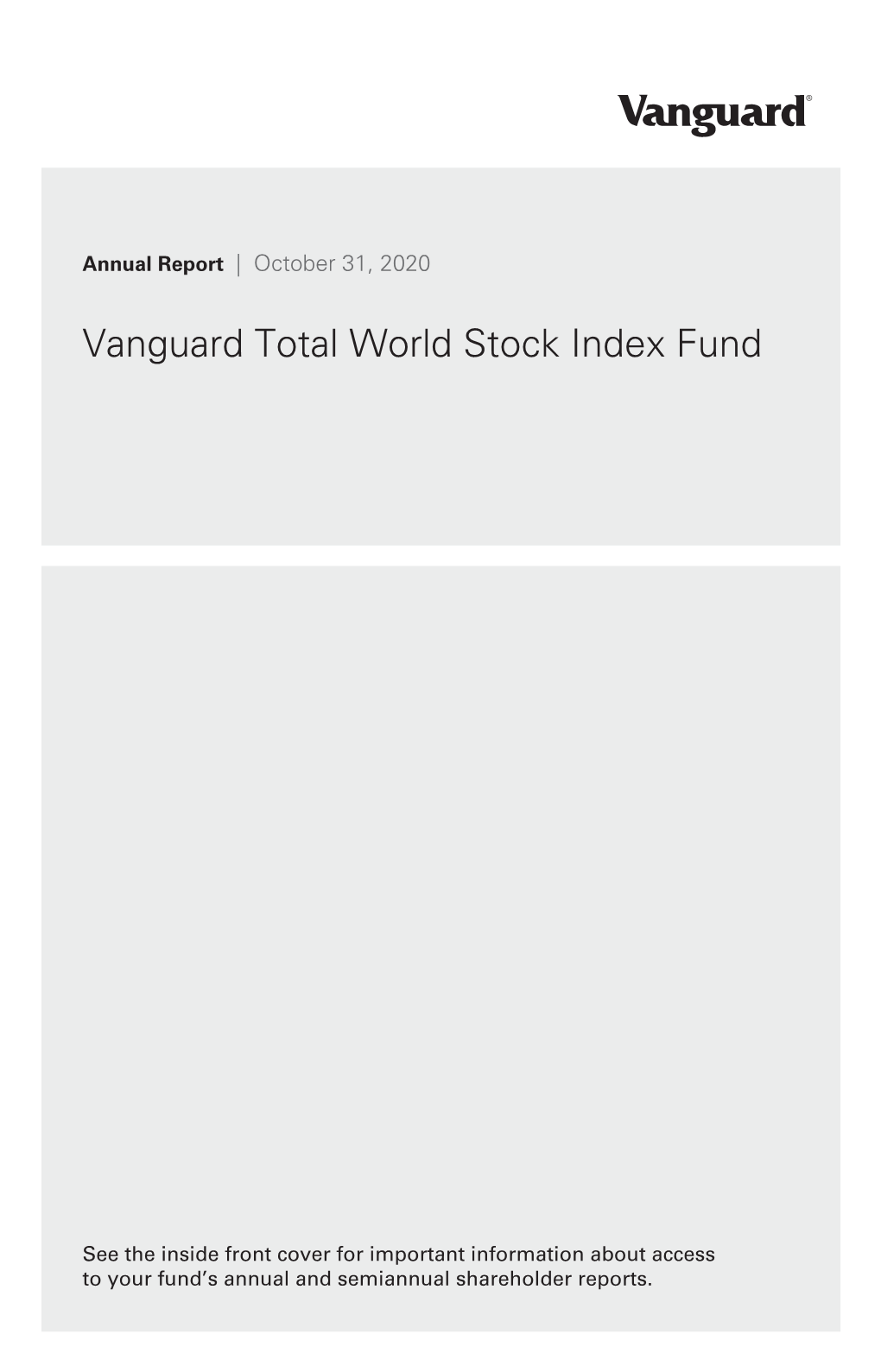 Vanguard Total World Stock Index Fund Annual Report October 31, 2020